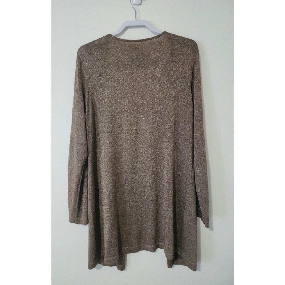 Chico's Womens Long Cardigan Brown Gold Embellished Button Up Size 3 XL 16 - Picture 5 of 10